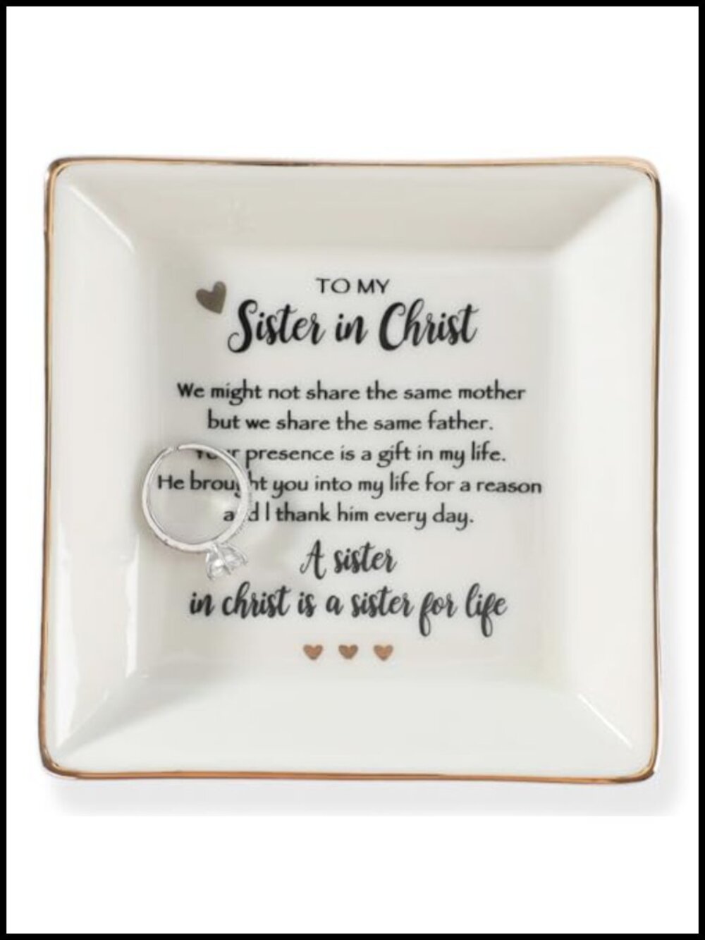 Ceramic Jewelry Tray Ring Dish Square Sister Gift